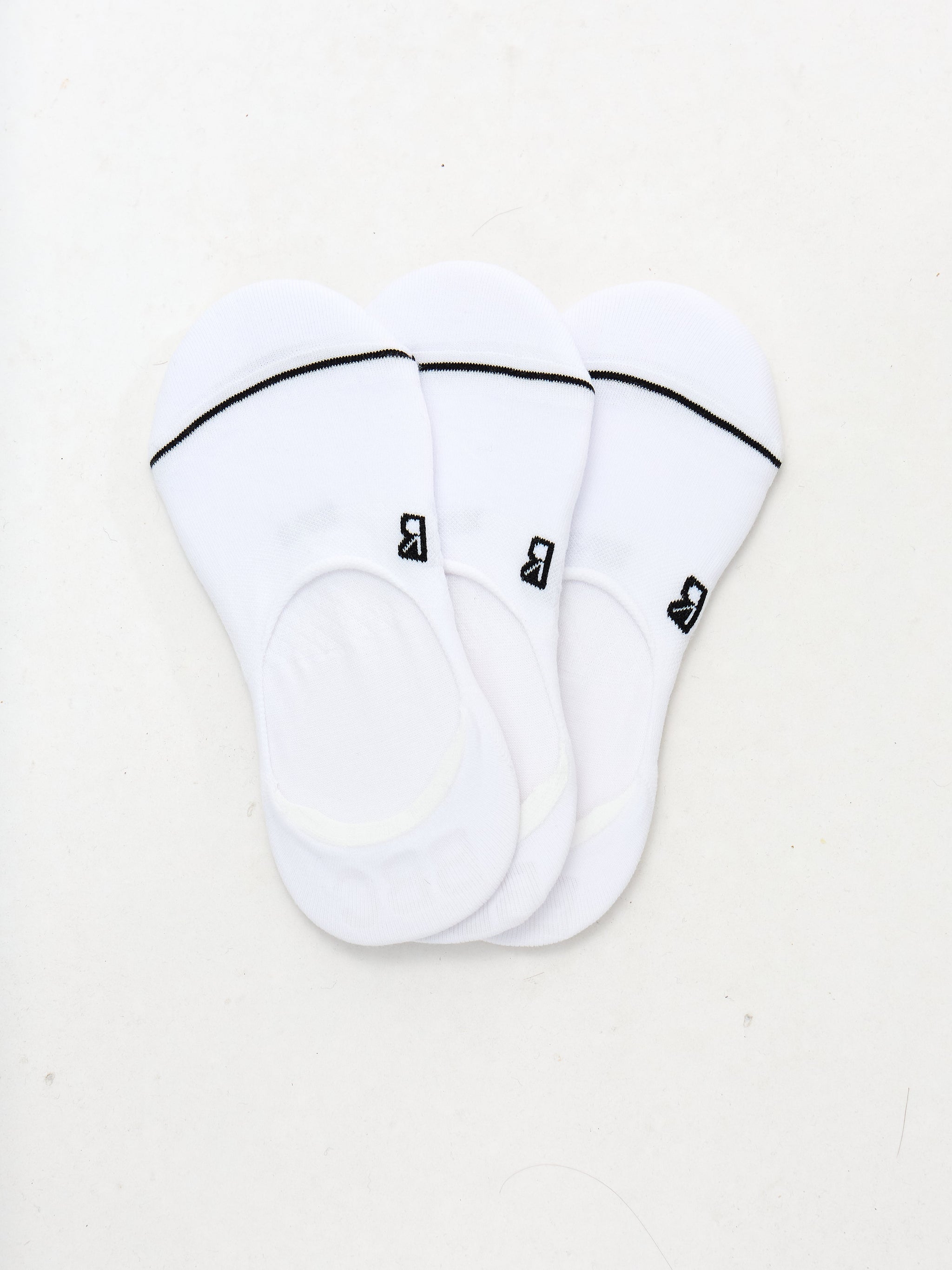 3 Pack No Show Socks - White