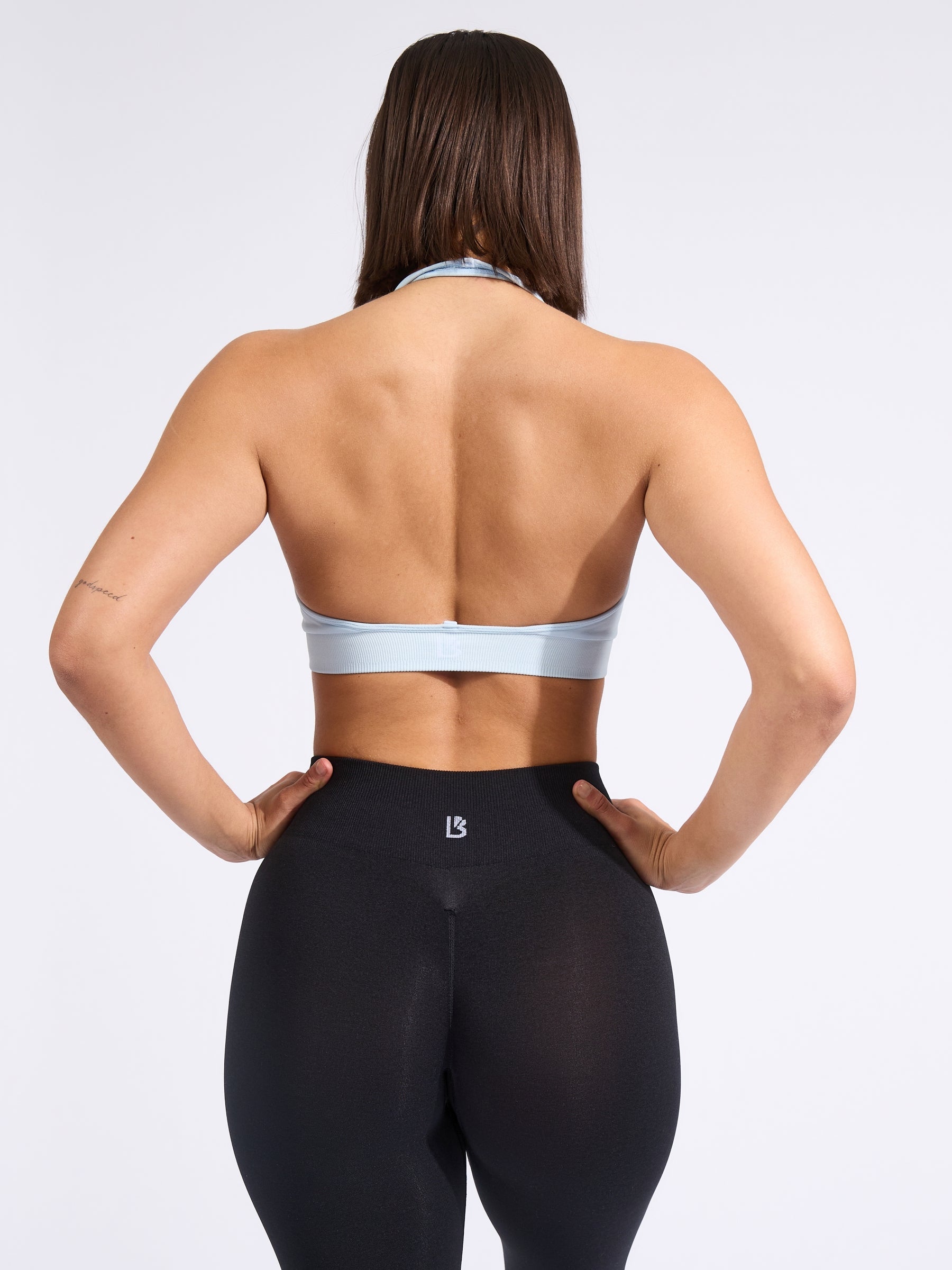 Halter Seamless Sports Bra - Bubbles Blue