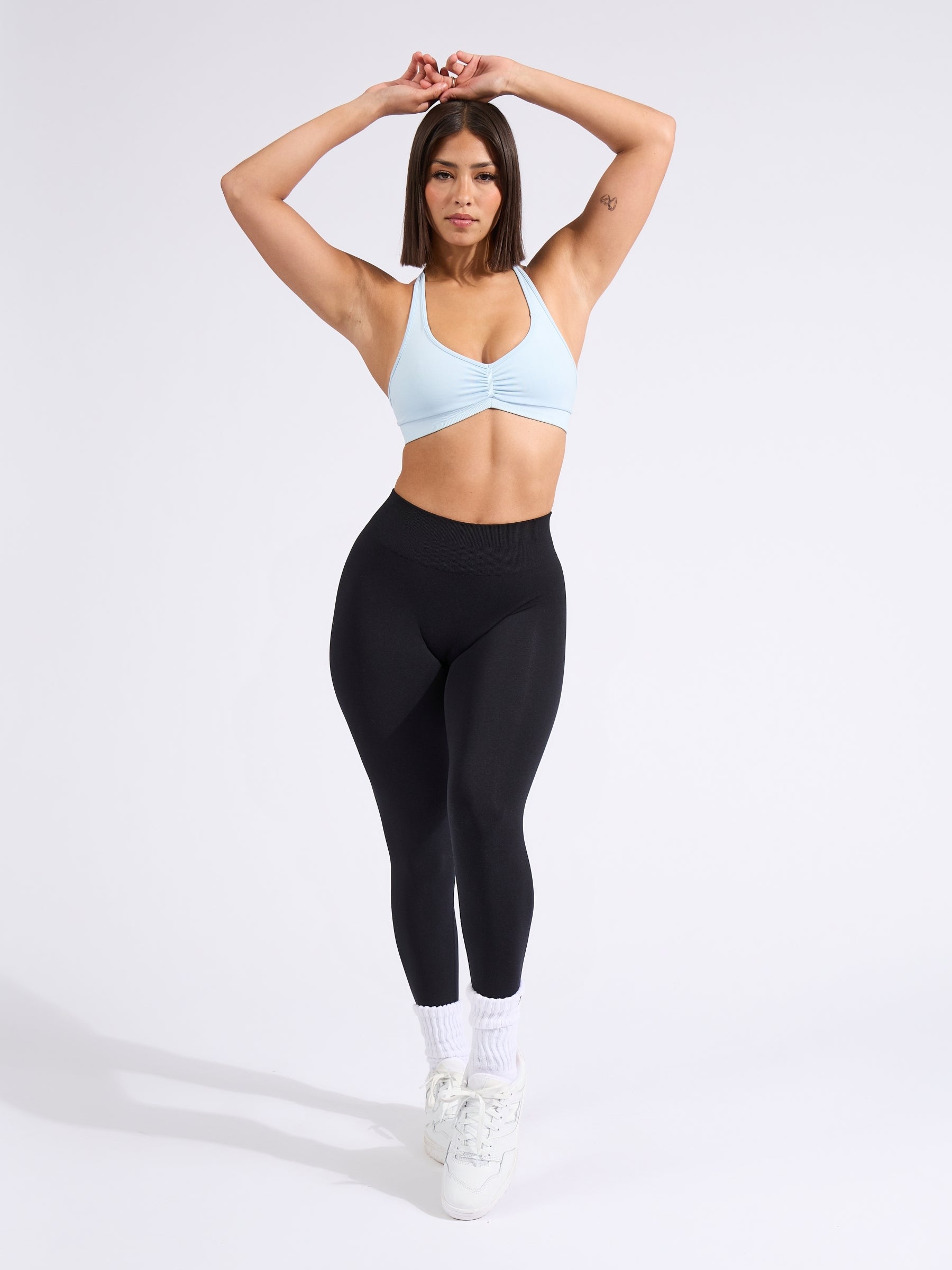 Halter Seamless Sports Bra - Bubbles Blue