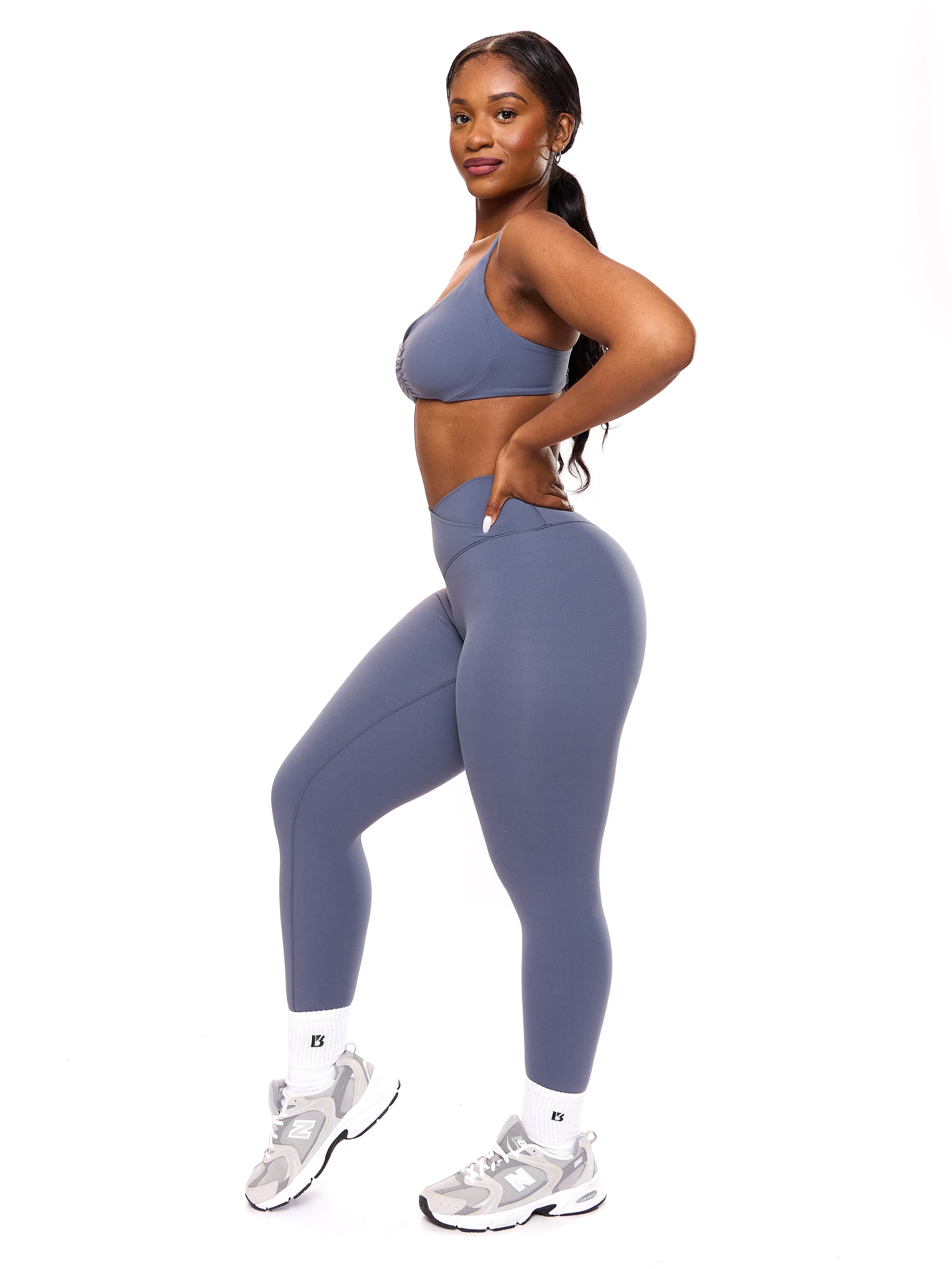 Candid Cross Waist Legging - Barista Blue