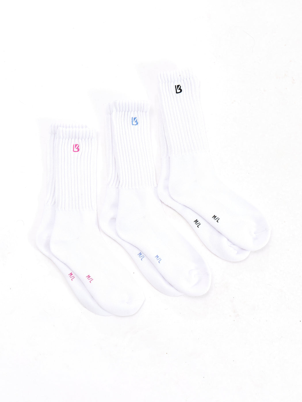 3 Pack Scrunch Socks - Multi White