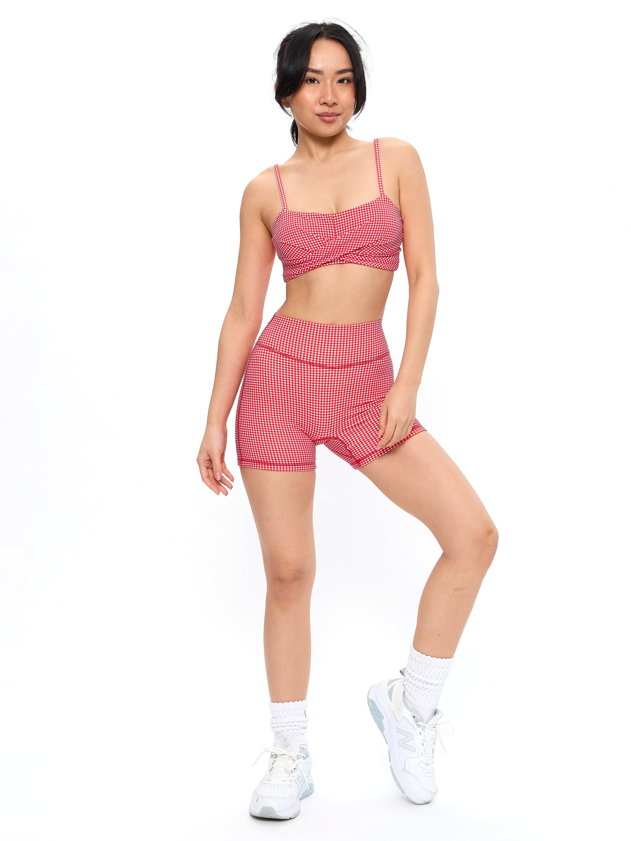 Ivy Wrap Sports Bra - Red Gingham
