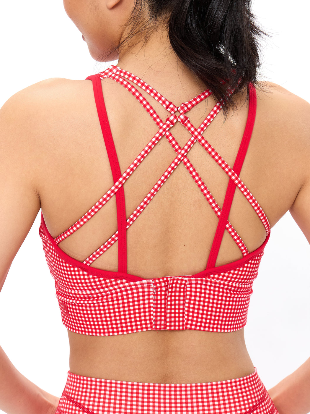 Geo Sports Bra - Red Gingham