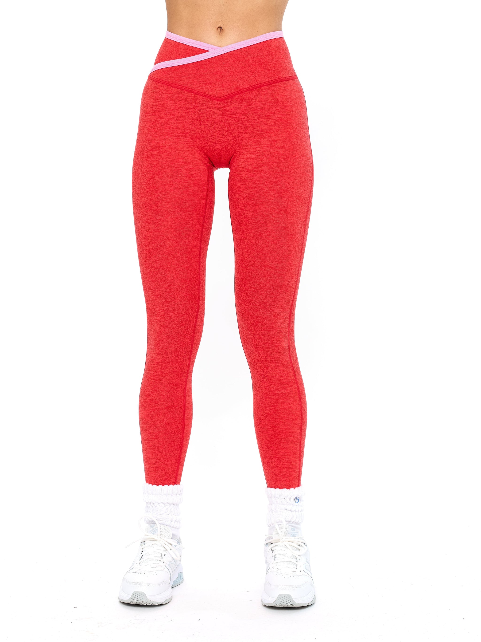 Dream Heather Contrast Legging - Salsa Red