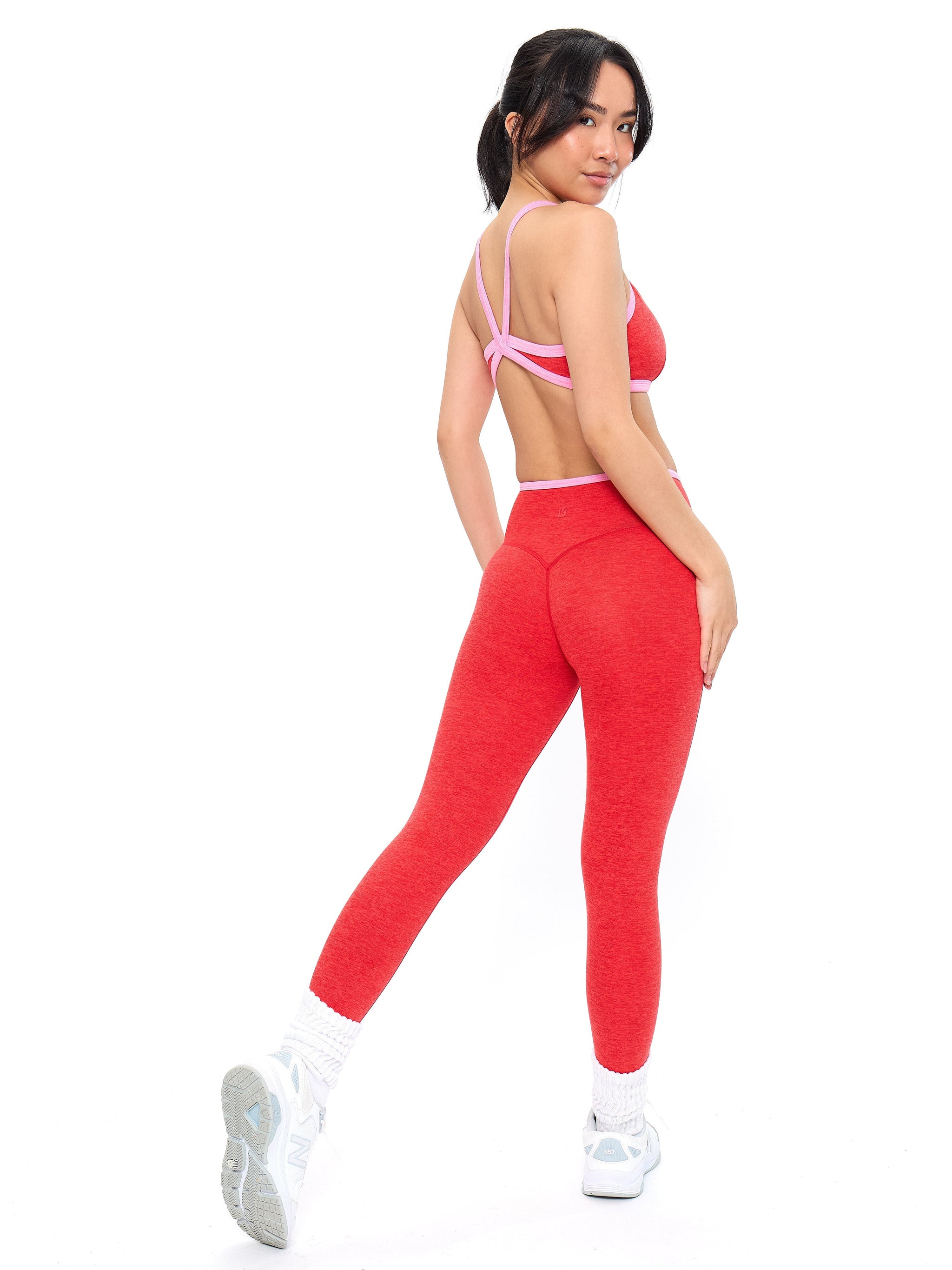 Dream Heather Contrast Sports Bra - Salsa Red
