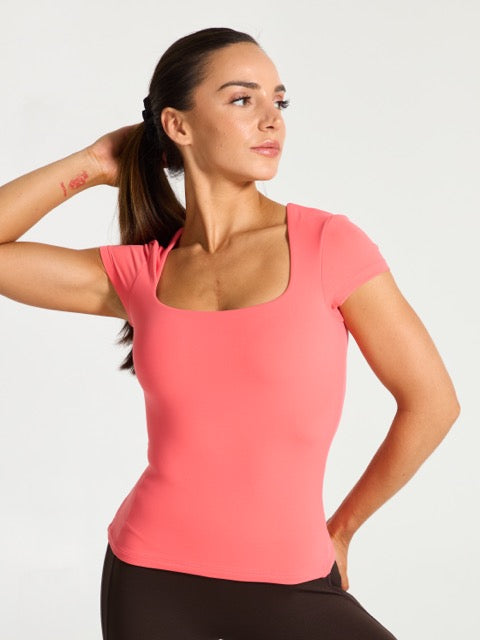 Butter Short Sleeve Hip Top - Tequila Sunrise