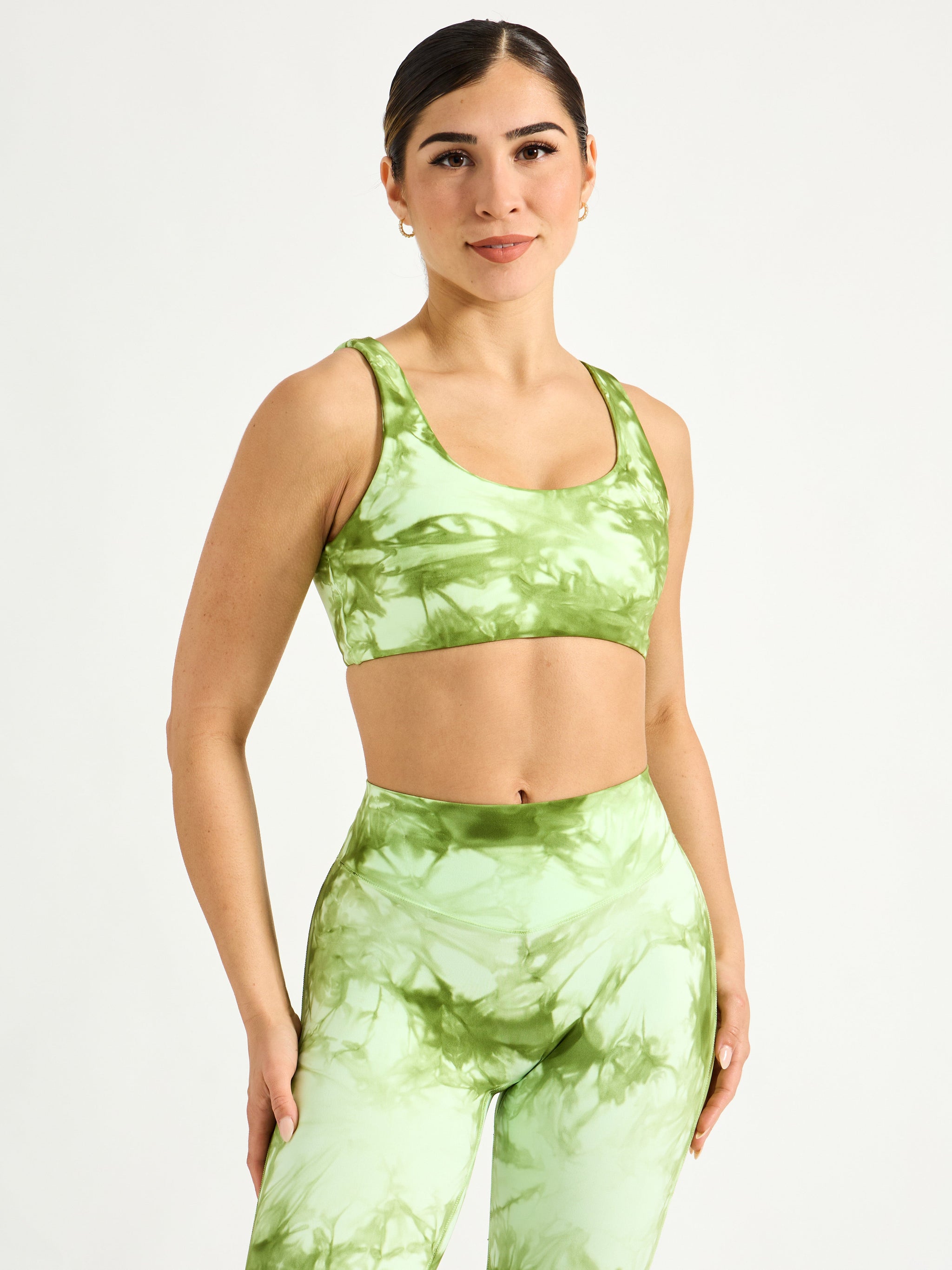 Double Dip Butter Sports Bra - Honeydew Tie Dye