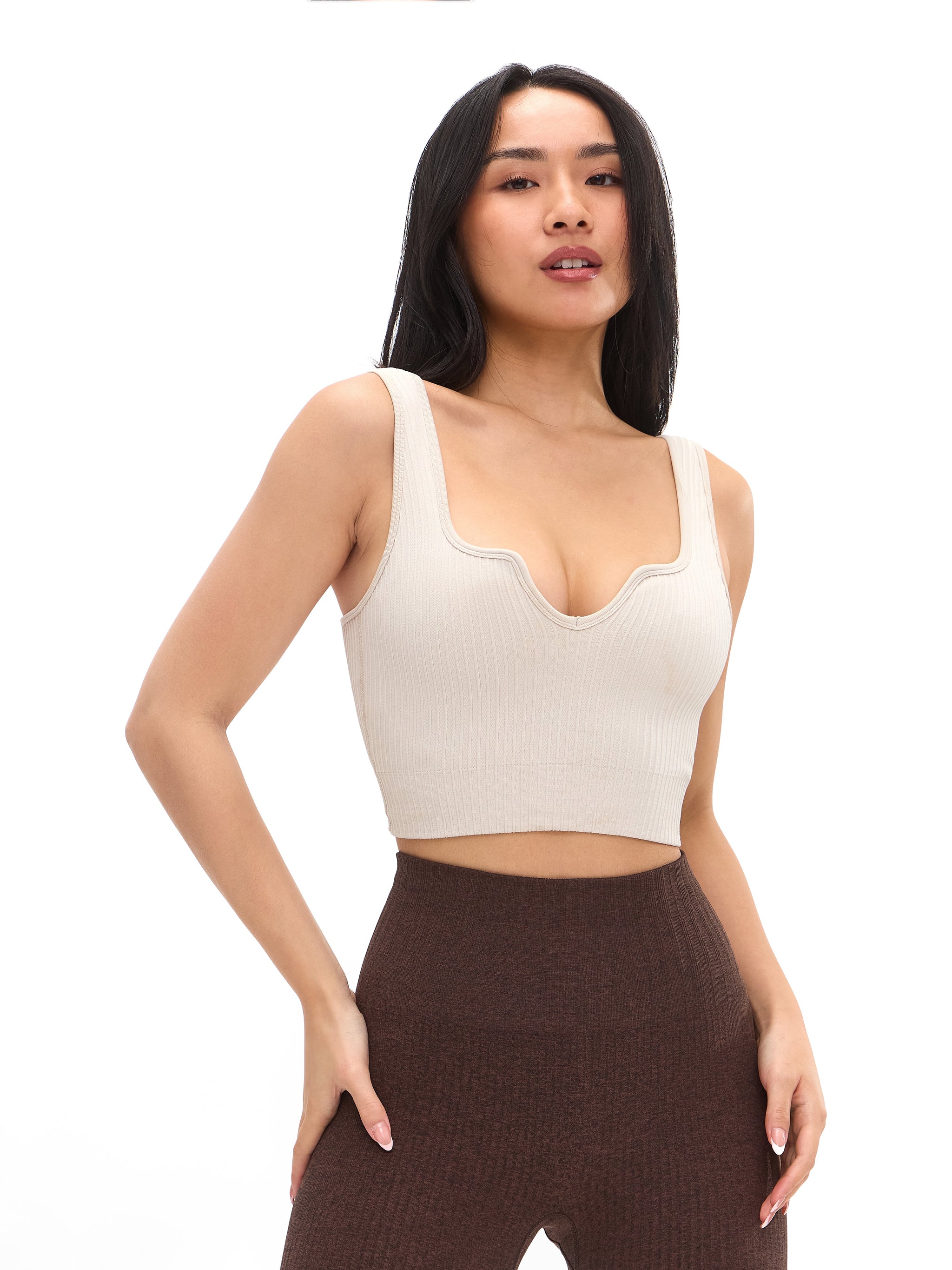 Ribbed Seamless Crop - Bone