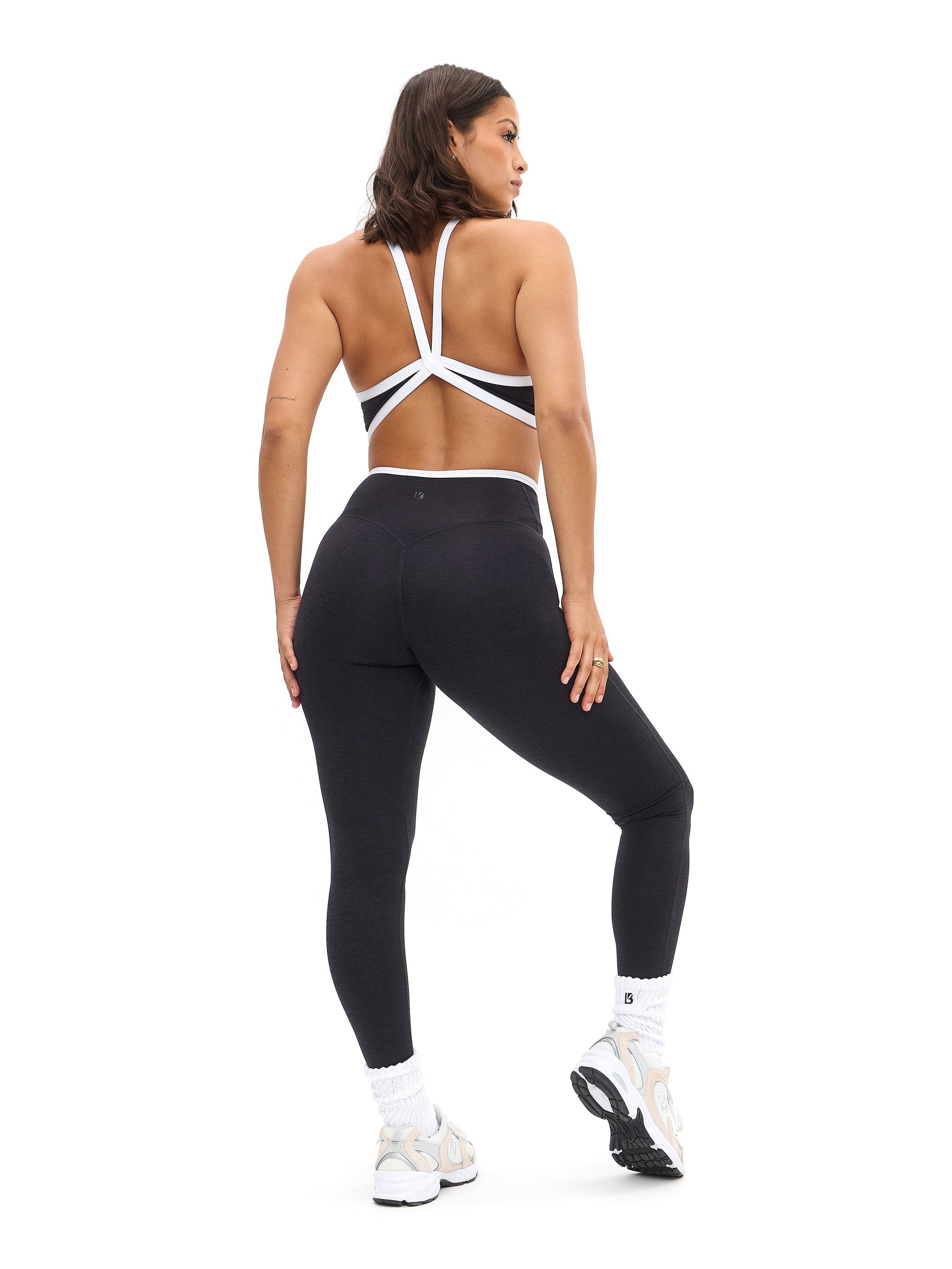 Dream Heather Contrast Sports Bra - Black and White