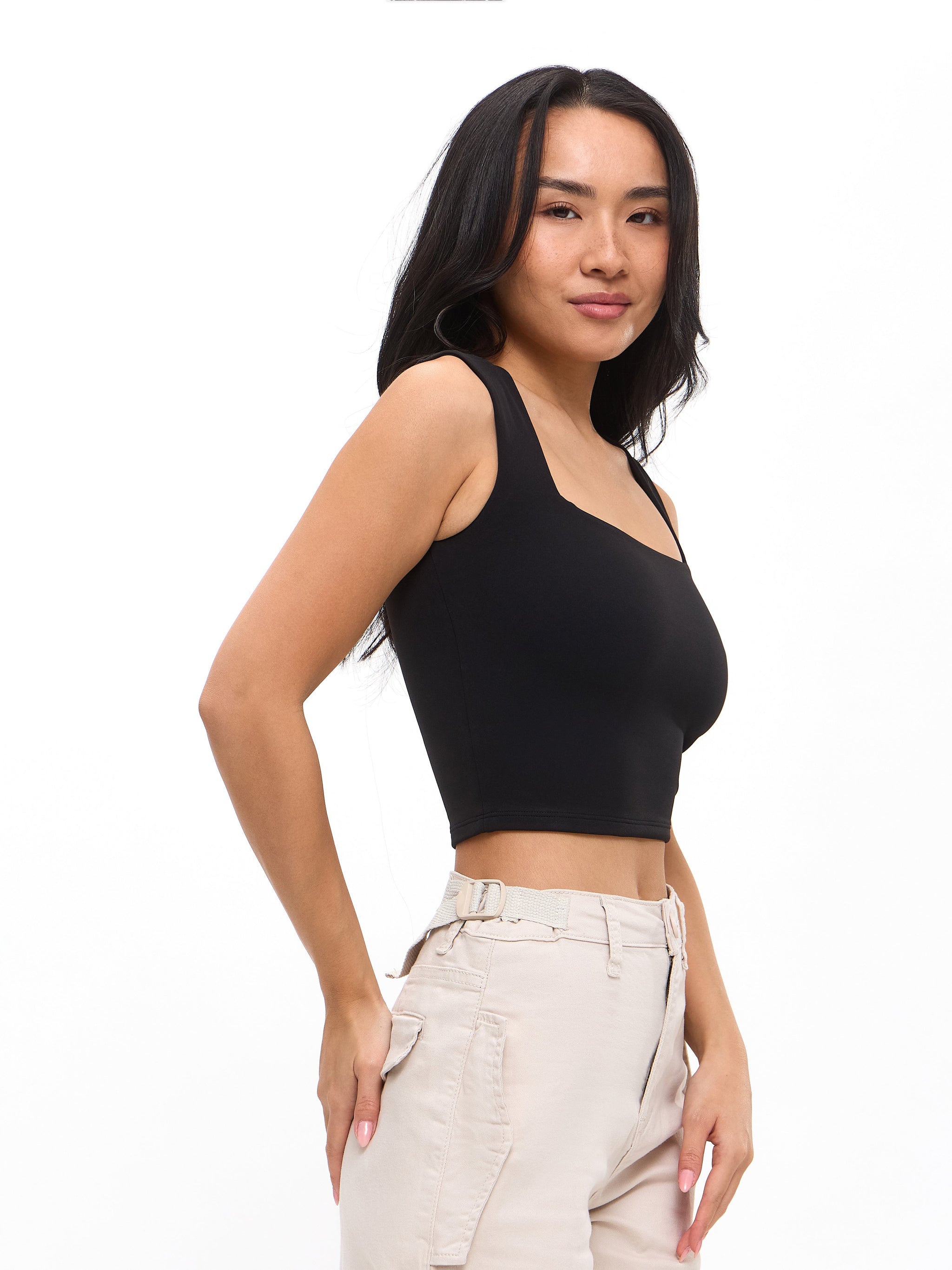Butter Square Neck Crop - Onyx Black