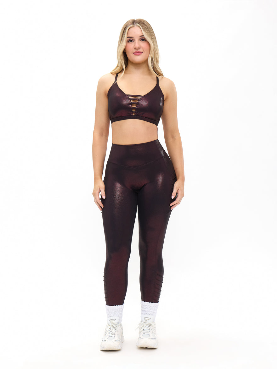 Spicy Sports Bra - Black Cherry Patent