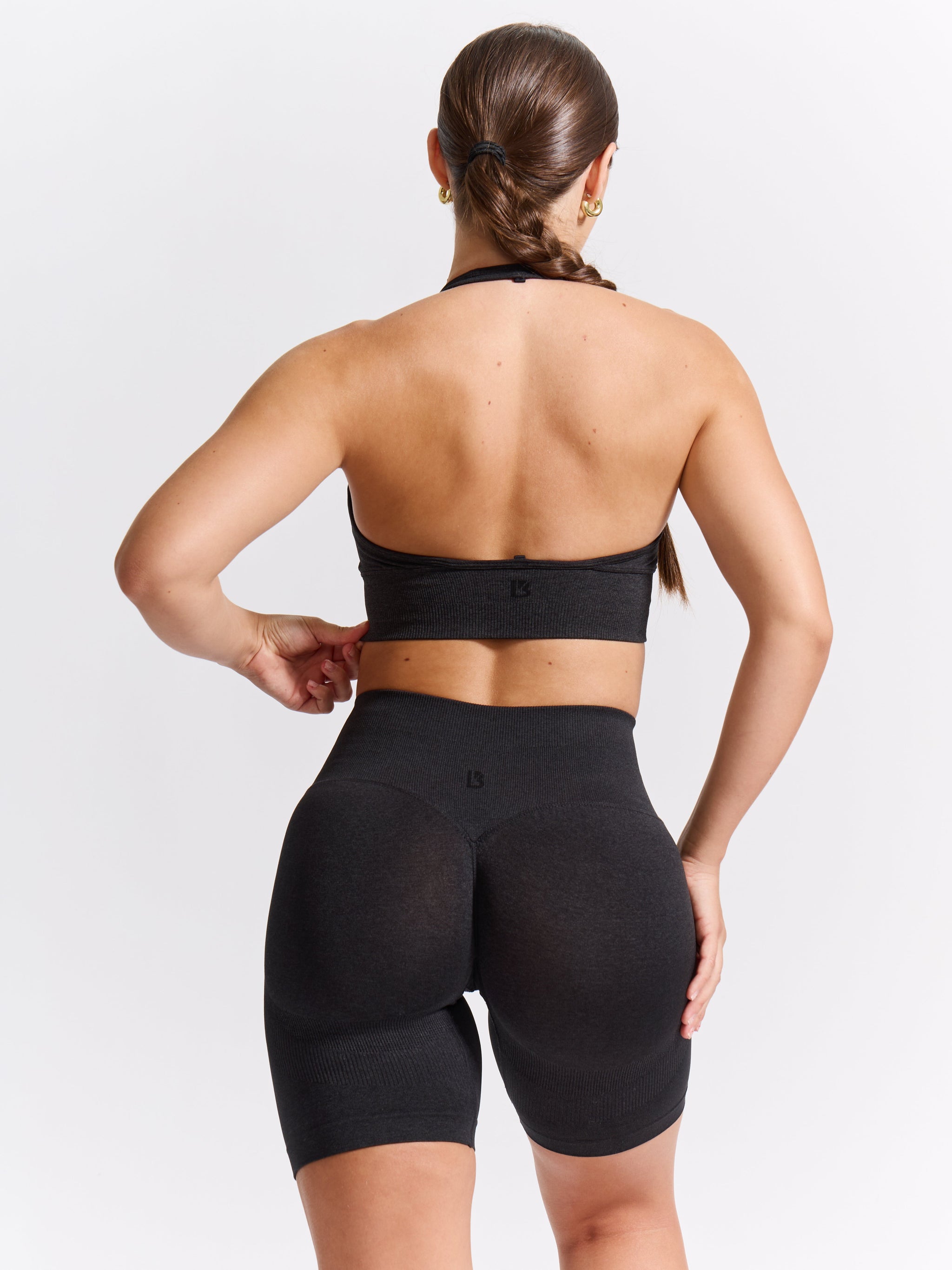 Halter Seamless Sports Bra - Charcoal