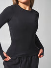 Halo Long Sleeve Hip Tee - Onyx Black