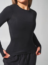 Thumbnail 1 of Halo Long Sleeve Hip Tee - Onyx Black, 1 of 6