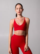 Thumbnail 3 of Girlfriend Reversible Sports Bra - Lipstick Red and Miami Vice, 3 of 12