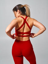 Thumbnail 4 of Candy Wrap Sports Bra - Lipstick Red, 4 of 6