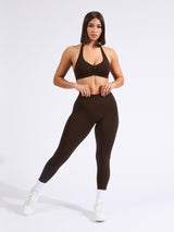 Thumbnail 6 of Halter Seamless Sports Bra - Cold Brew, 6 of 8