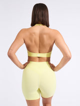 Halter Seamless Sports Bra - Afterglow Yellow
