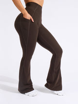Thumbnail 4 of Contour Pocket Flare Legging - Cold Brew, 4 of 7