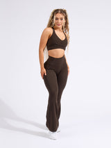 Thumbnail 1 of Contour Pocket Flare Legging - Cold Brew, 1 of 7