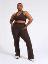 Thumbnail 2 of Contour Pocket Flare Legging - Cold Brew, 2 of 7
