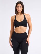 Thumbnail 1 of Halter Seamless Sports Bra - Black, 1 of 6
