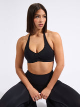 Thumbnail 5 of Halter Seamless Sports Bra - Black, 5 of 6