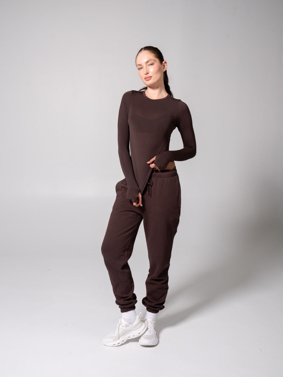 Halo Long Sleeve Hip Tee - Espresso