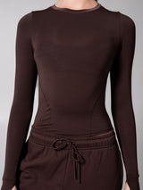 Thumbnail 6 of Halo Long Sleeve Hip Tee - Espresso, 6 of 7