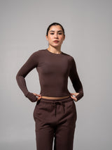 Thumbnail 2 of Halo Long Sleeve Baby Tee - Espresso, 2 of 7