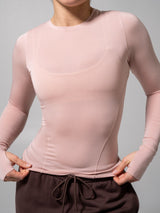 Thumbnail 6 of Halo Long Sleeve Hip Tee - Strawberry Milk, 6 of 7