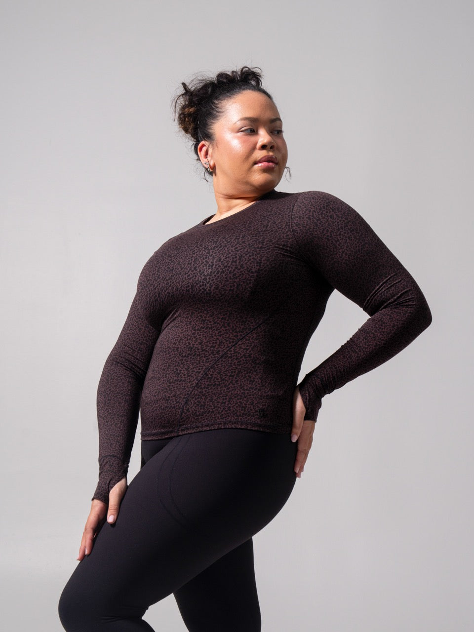 Halo Long Sleeve Hip Tee - Leopard Print