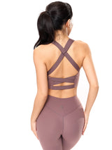 Thumbnail 5 of Candy Wrap Sports Bra - Mocha Berry, 5 of 6