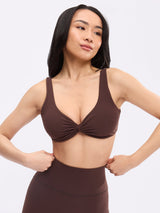 Thumbnail 4 of Twisted Sports Bra - Journey Dark Brown, 4 of 5