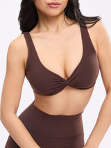 Thumbnail 1 of Twisted Sports Bra - Journey Dark Brown, 1 of 5