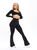 Thumbnail 2 of Aggressive Scrunch Flare Legging - Onyx Black, 2 of 7