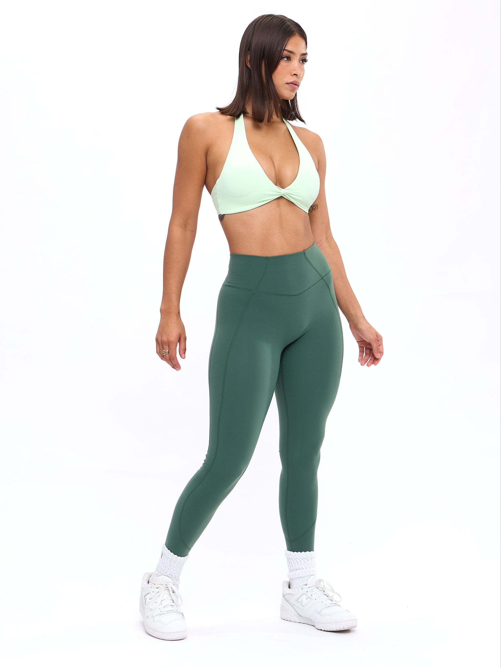 Twisted Halter Sports Bra - Honeydew