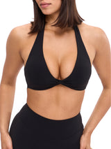 Thumbnail 1 of Twisted Halter Sports Bra - Onyx Black, 1 of 5