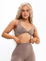 Thumbnail 5 of Double Twist Sports Bra - Chai Latte, 5 of 5