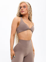 Thumbnail 1 of Double Twist Sports Bra - Chai Latte, 1 of 5