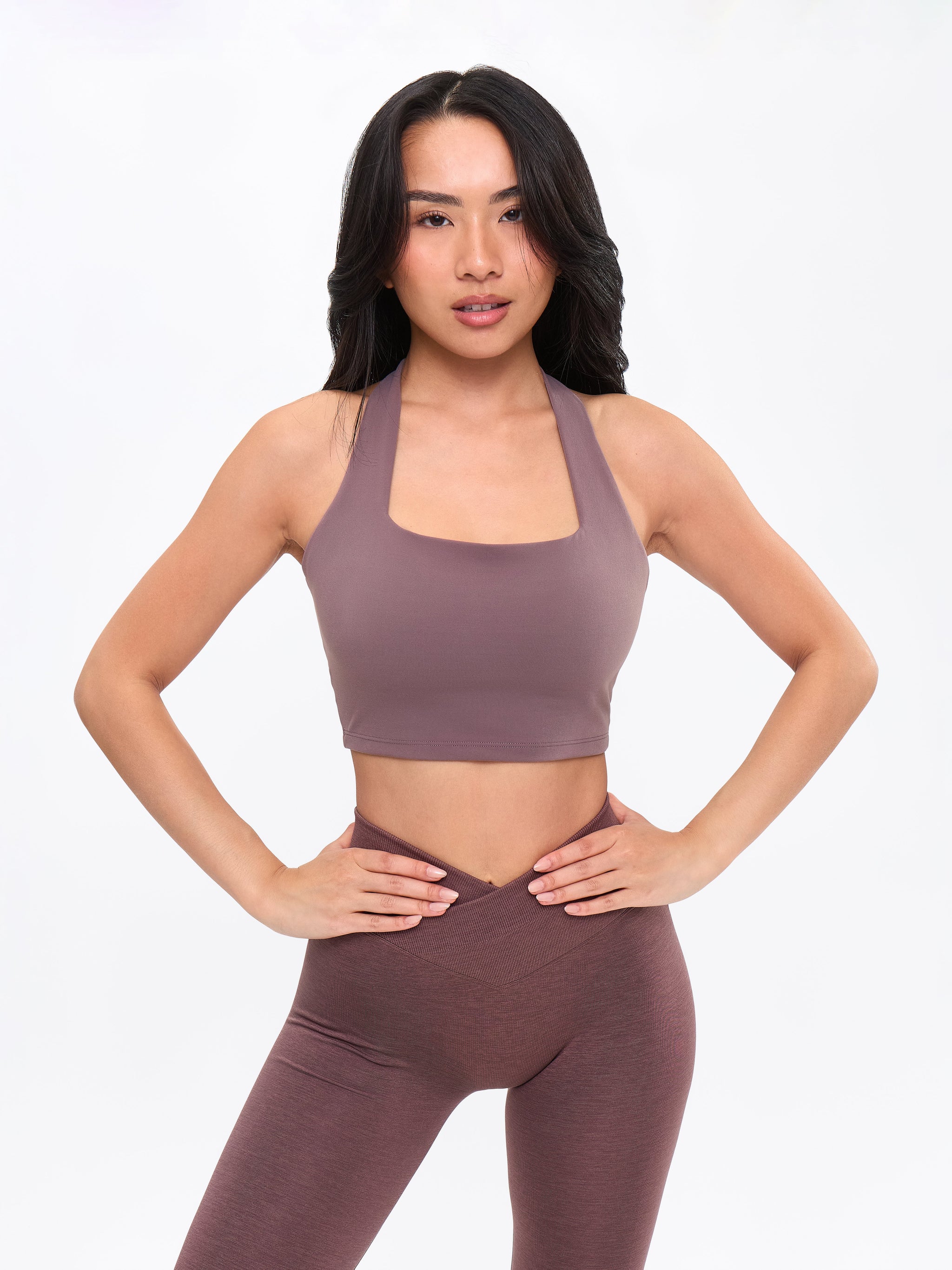 Revolution Halter Crop - Mocha Berry