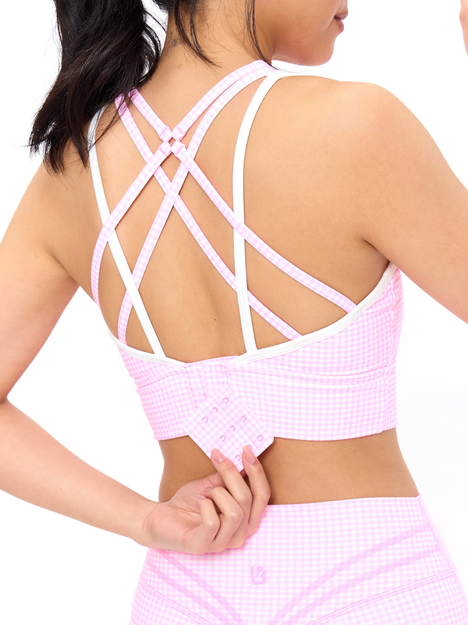 Geo Sports Bra - Pink Gingham