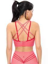Thumbnail 3 of Geo Sports Bra - Red Gingham, 3 of 6
