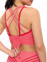 Thumbnail 4 of Geo Sports Bra - Red Gingham, 4 of 6