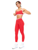 Thumbnail 2 of Dream Heather Contrast Legging - Salsa Red, 2 of 8