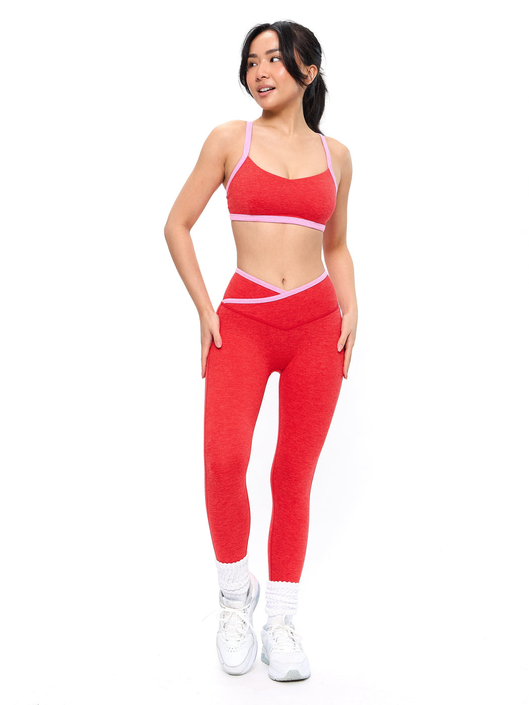 Dream Heather Contrast Sports Bra - Salsa Red
