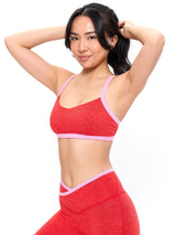 Dream Heather Contrast Sports Bra - Salsa Red