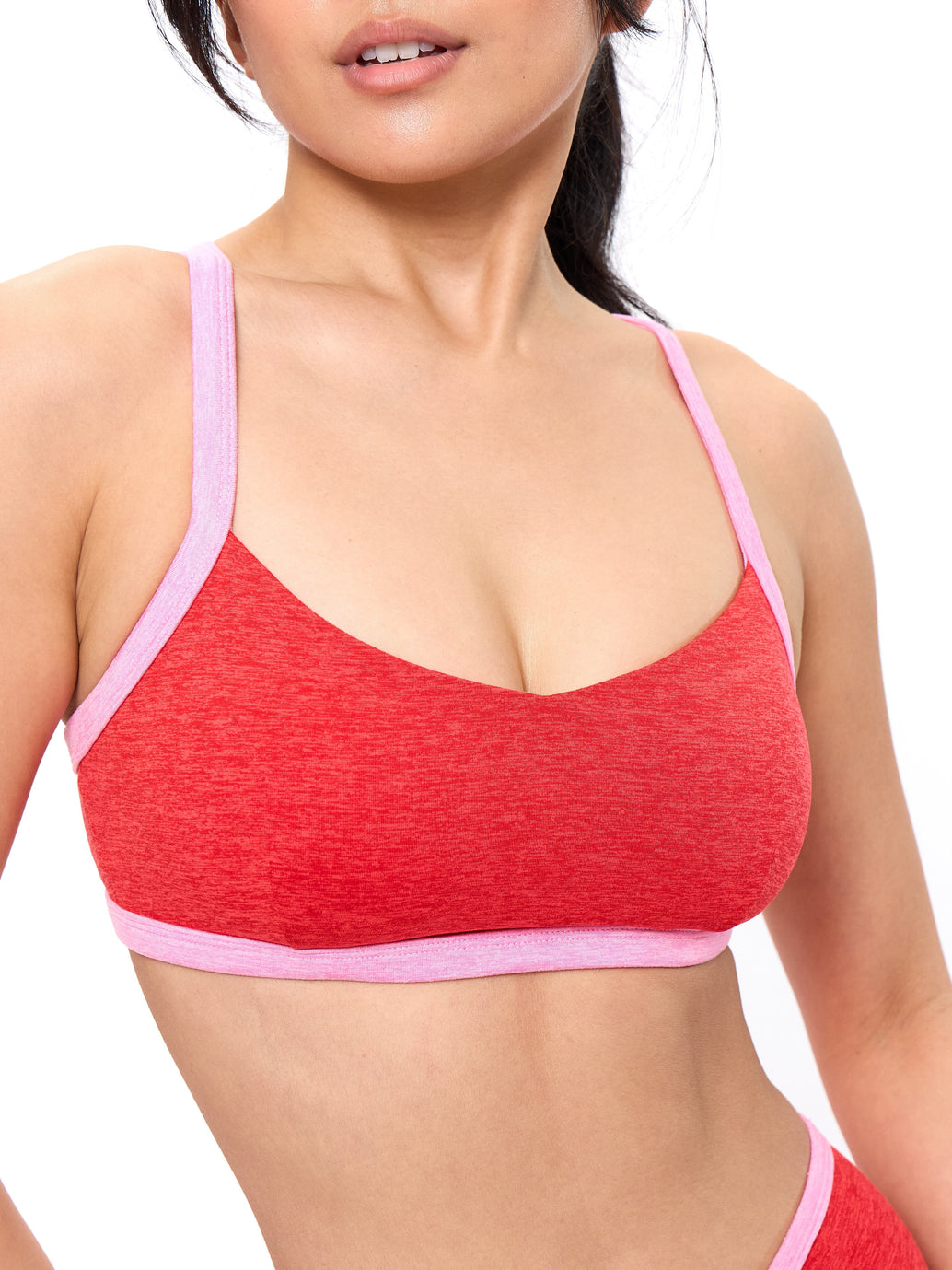 Dream Heather Contrast Sports Bra - Salsa Red