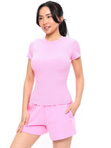 Thumbnail 3 of Nimbus Rib Tee - Pink Sugar, 3 of 5