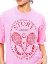 Thumbnail 2 of Story Short Sleeve Tee - Pink Sugar, 2 of 4